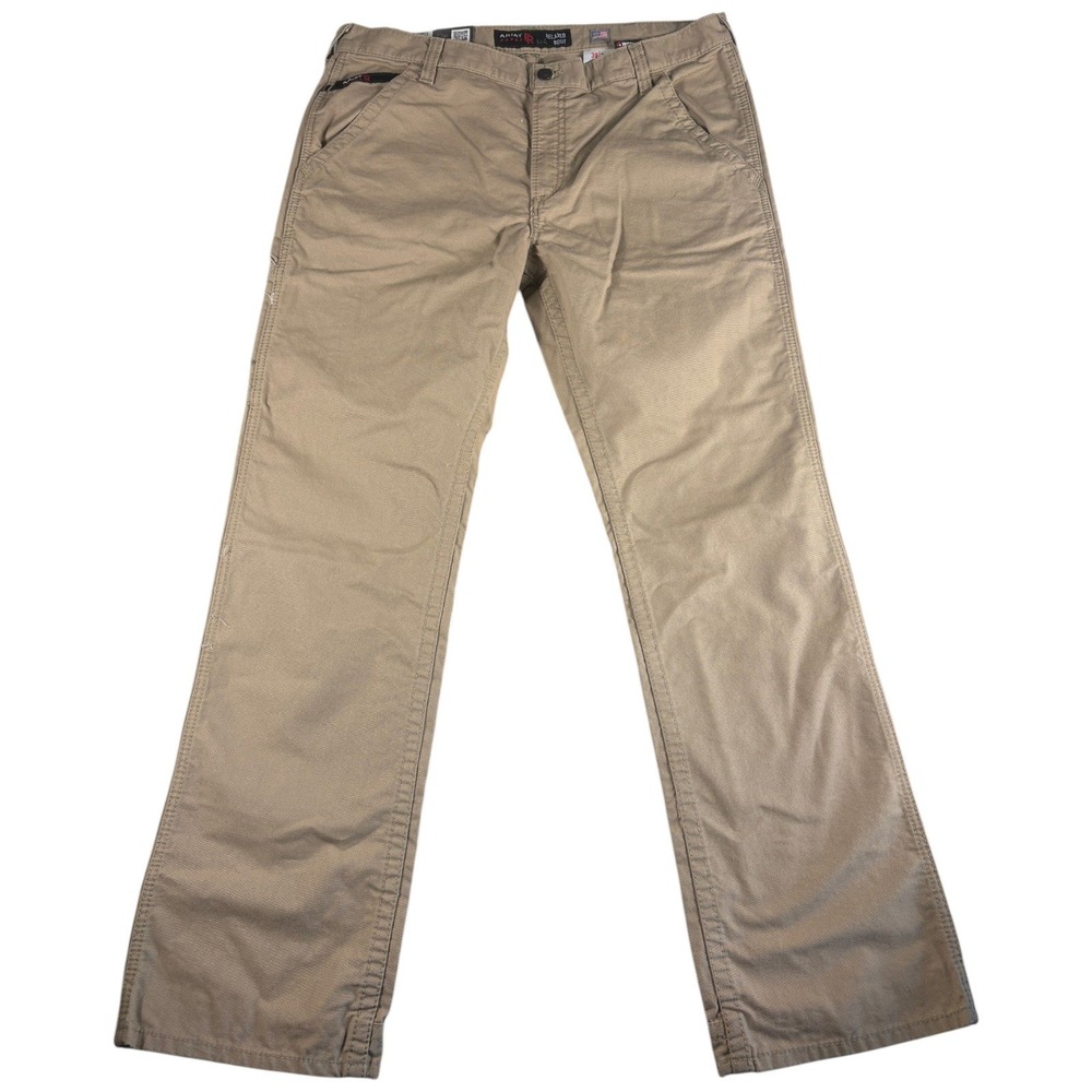 Ariat FR M4 Relaxed Bootcut Work Pants Mens 38x36 Khaki Tan Rugged Durable NEW